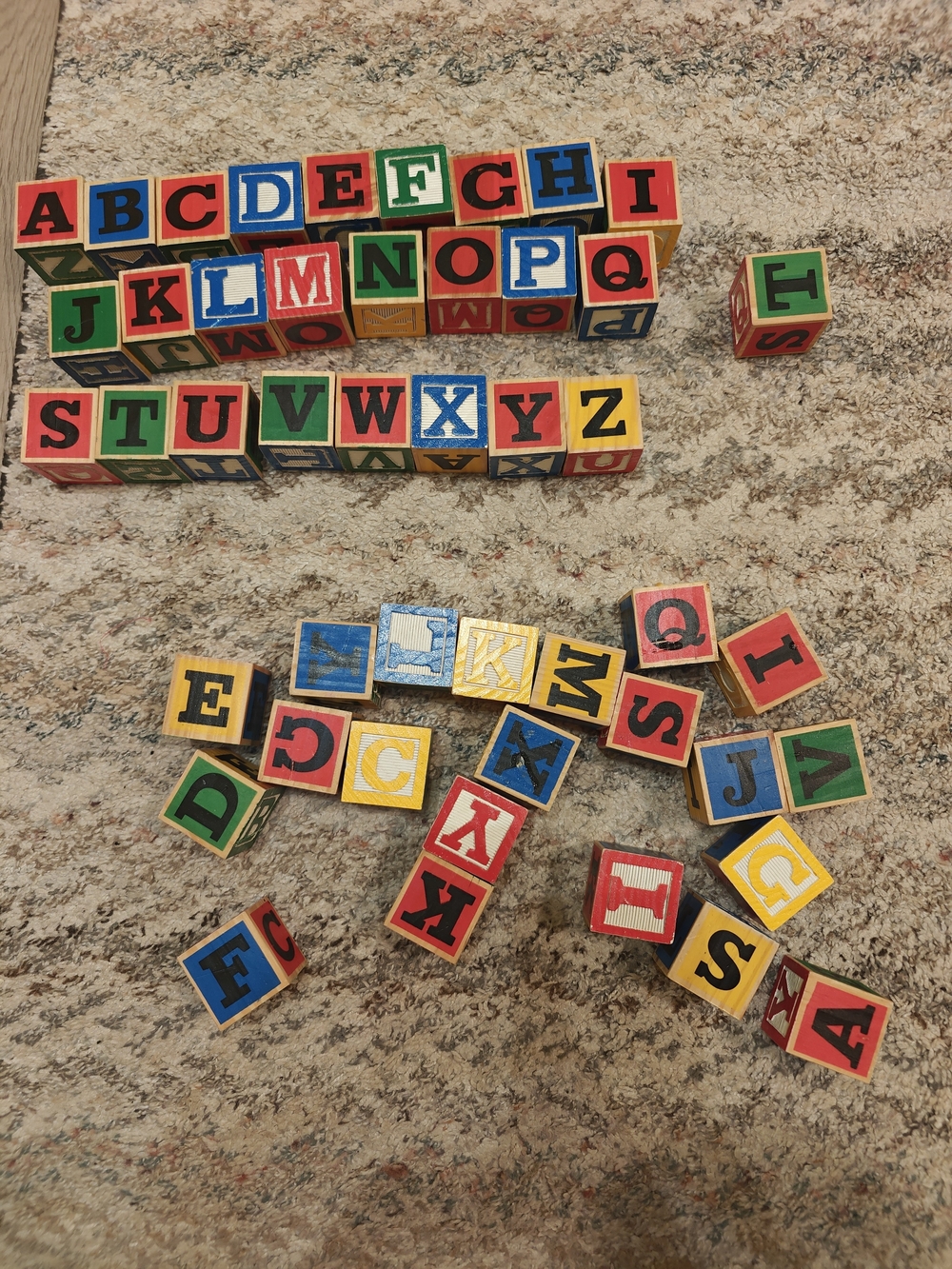 Wooden Alphabet Blocks Set - Multi-Color Kids Toy
